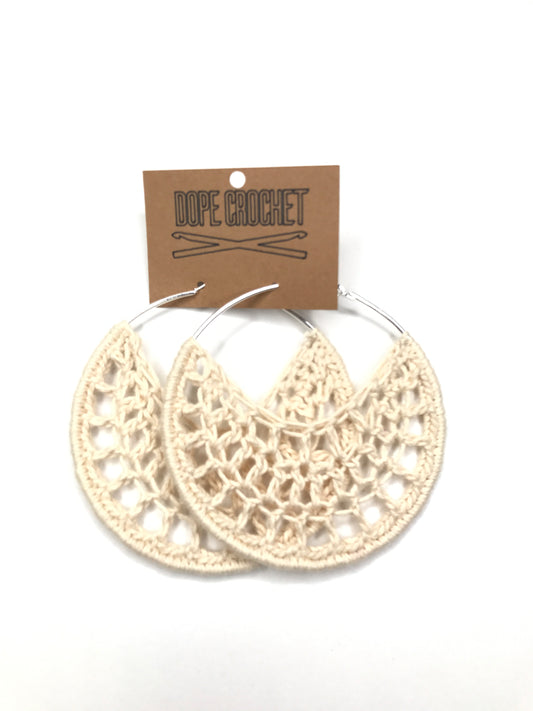 Beige PETRA Cotton Crochet Hoops