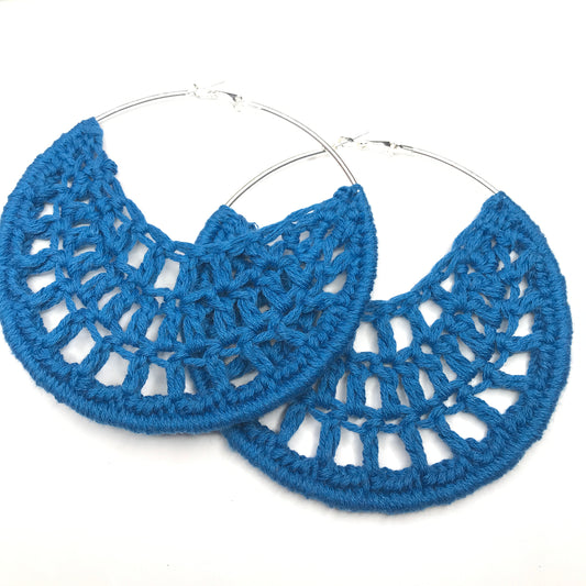 Blue PETRA Cotton Crochet Hoops