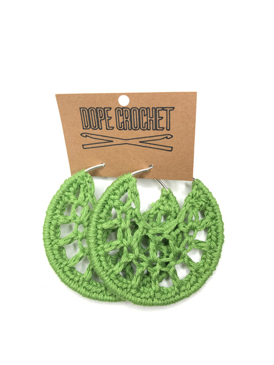 Green PETRA Cotton Crochet Hoops