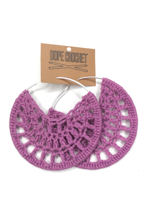 Lavender Cotton Crochet Hoops - Hoop Earrings - Crochet Earrings