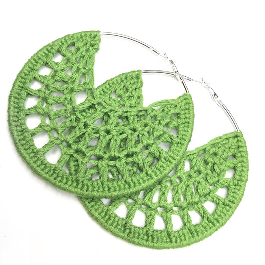 Lime Green PETRA Cotton Crochet Hoops