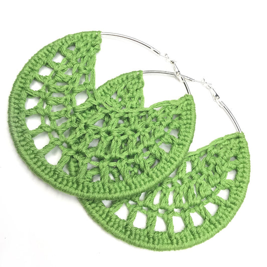 PETRA Lime Green Cotton Crochet Hoops