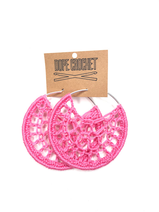 Pink PETRA Cotton Crochet Hoops
