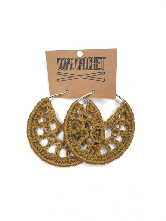 Tan Crochet Hoops - Hoop Earrings - Crochet Earrings