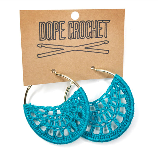 Teal Crochet Hoops - Hoop Earrings - Crochet Earrings