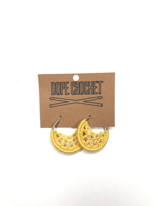 Yellow Crochet Hoops - Hoop Earrings - Small Crochet Earrings
