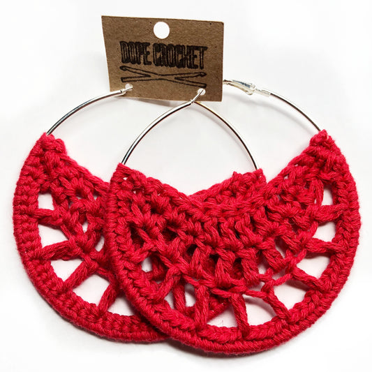 Red PETRA Cotton Crochet Hoops