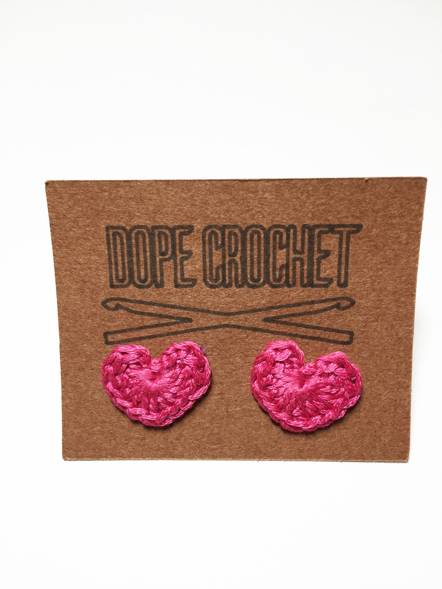 LOVE HEART Crochet Stud Earrings