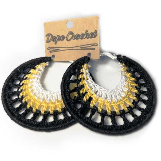 NELLE Crochet Hoops - Black, Yellow, White