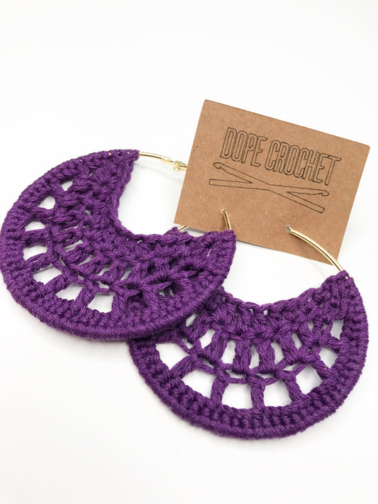 Purple PETRA Cotton Crochet Hoops