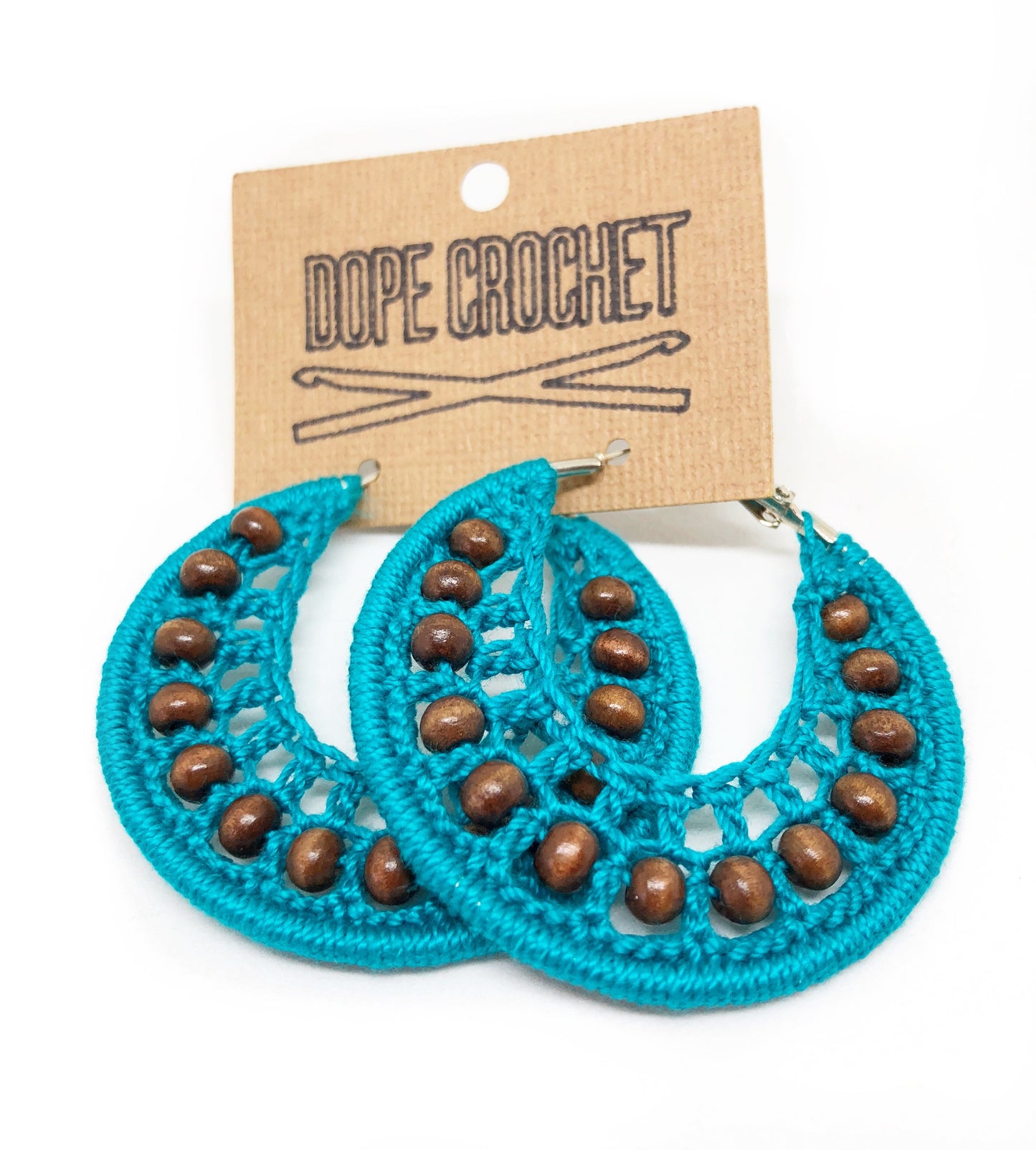 Beaded Crochet Hoops with Wooden Beads
