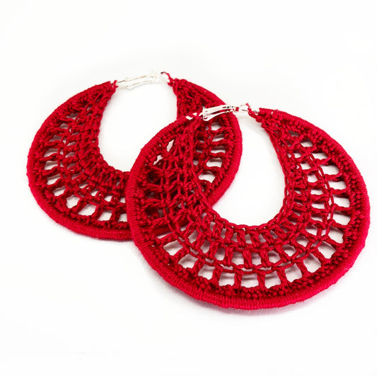 Red NELLE Crochet Hoops