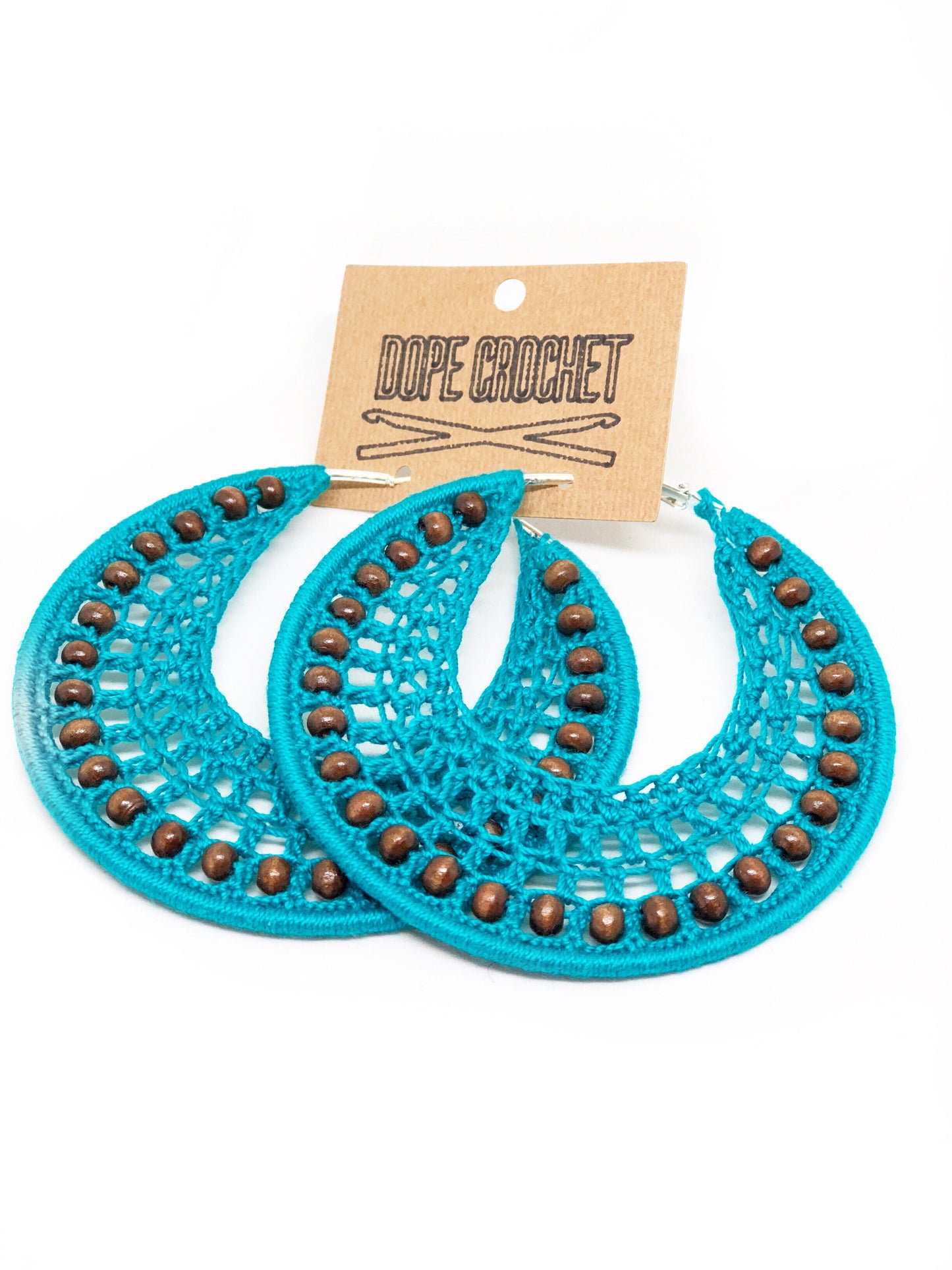 Beaded Crochet Hoops with Wooden Beads
