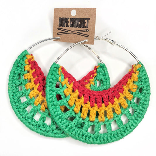 RYG Hoops - Red Yellow Green Crochet Hoops - Cotton Hoops